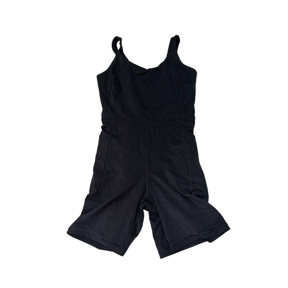 Calia Inspire Short Bodysuit Pure Black S WAX14219 Athletic Romper Pockets NEW‎